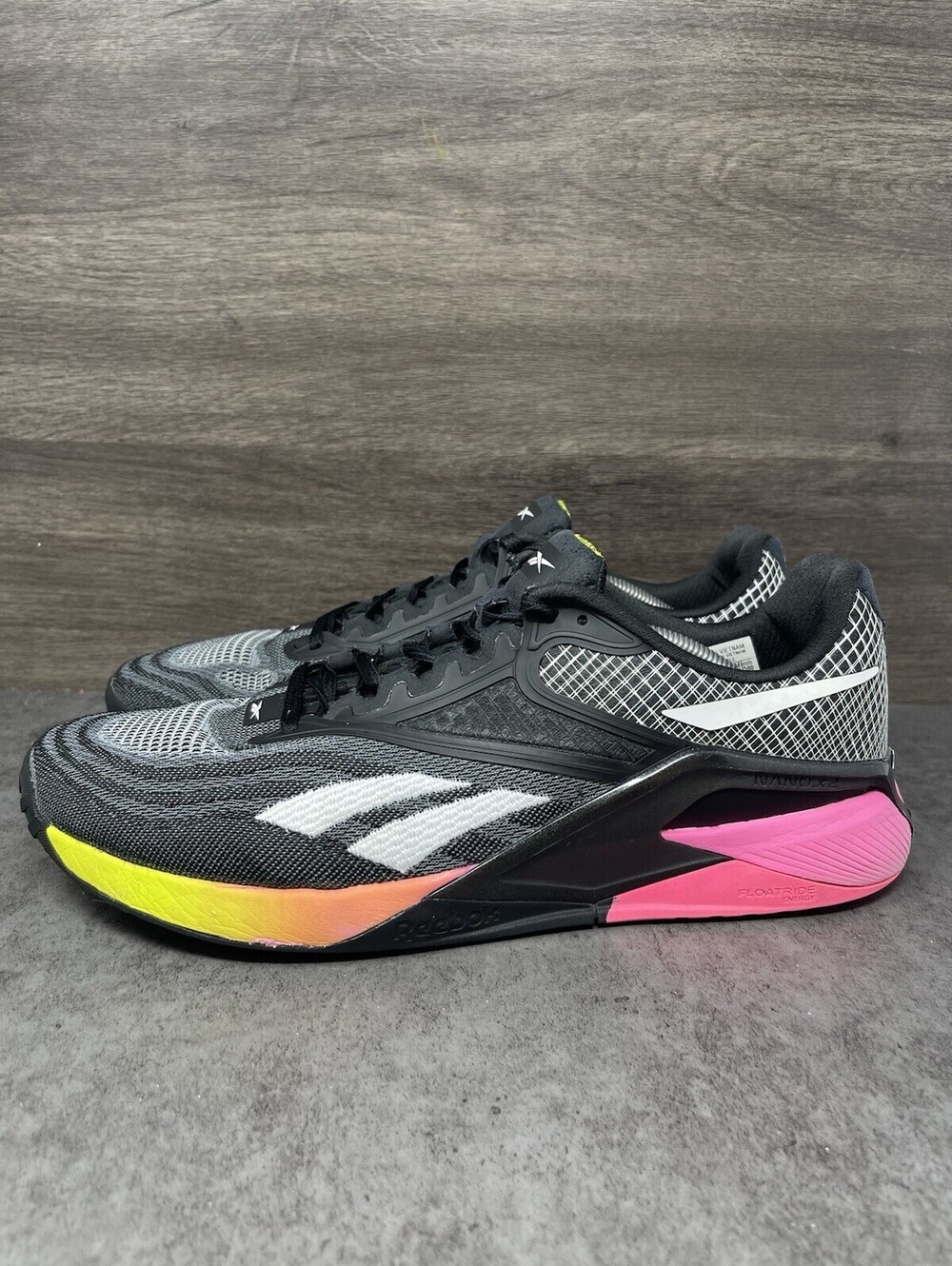 Reebok Nano X2 Black White Neon Pink Mens Size 12 Cross Training Shoes GW5148